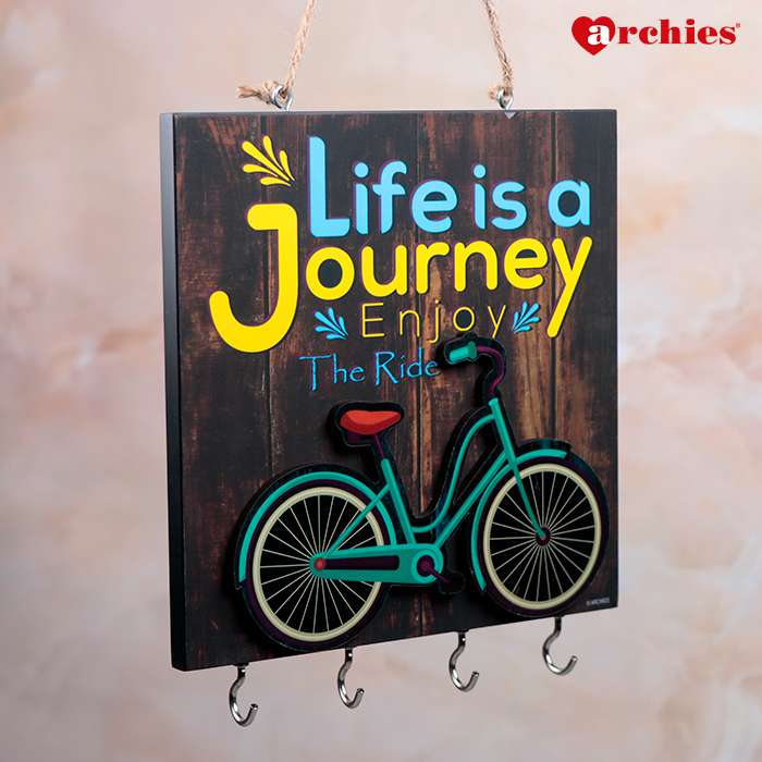 Archies Brown Life Is A Journey Pretty Cycle Wooden Key Holder