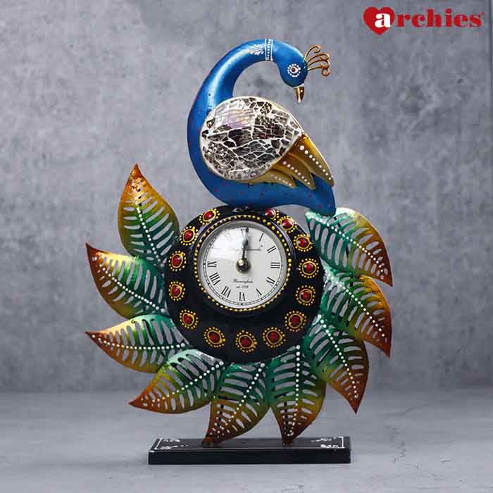 Desi Archies Peackock Design Table  Clock