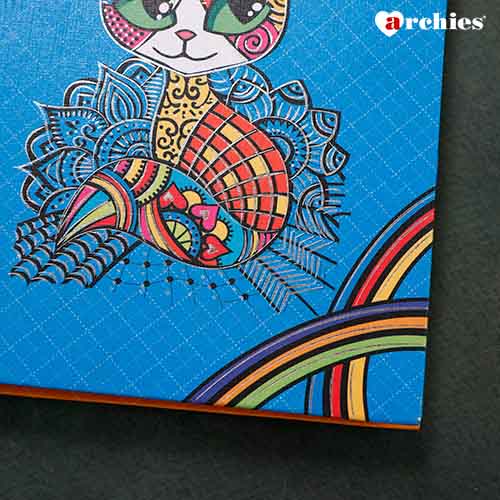 Cat Illustration Coloured Pages Spiral Notebook