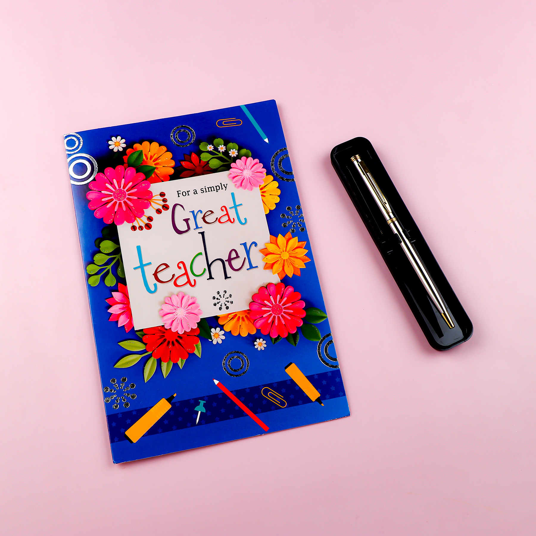 Great Teacher Greeting Card with Premium Pen