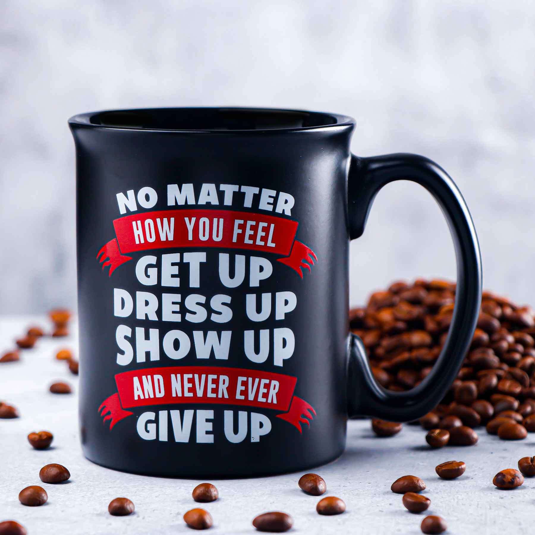 Never Give Up Quoted Corporate Mug with Sipper