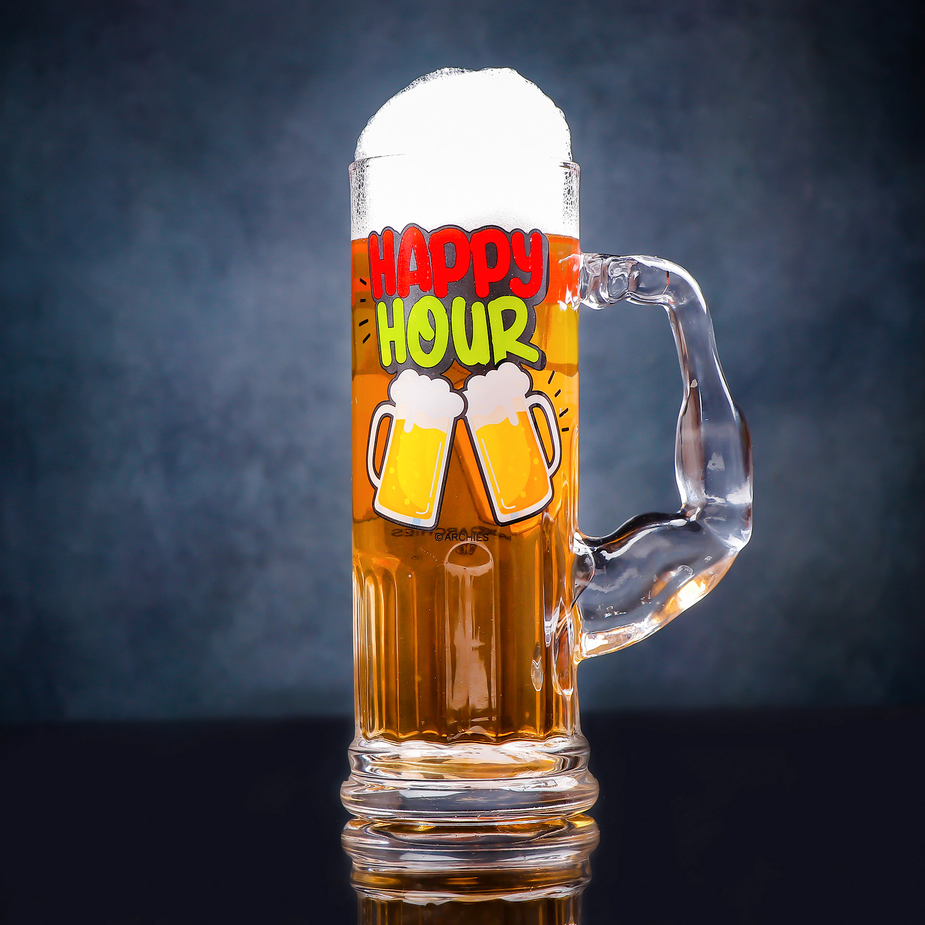 Happy Hour Premium Glass Beer Mug