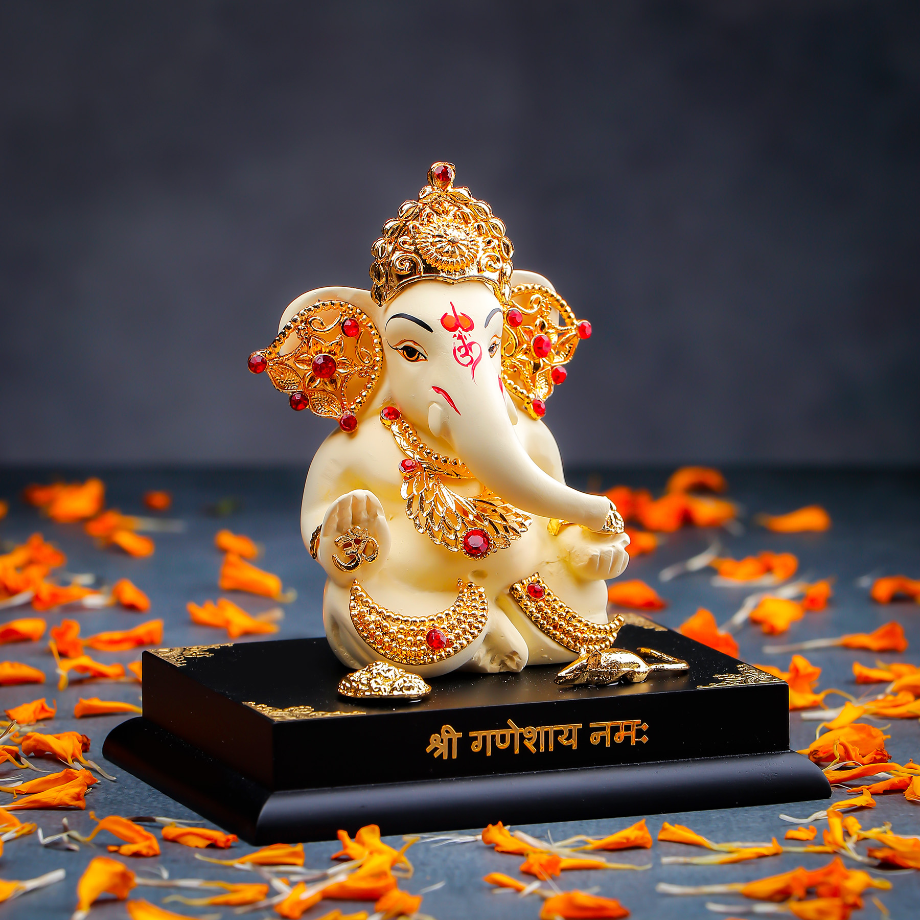 Radiant White Ganesha Figurine