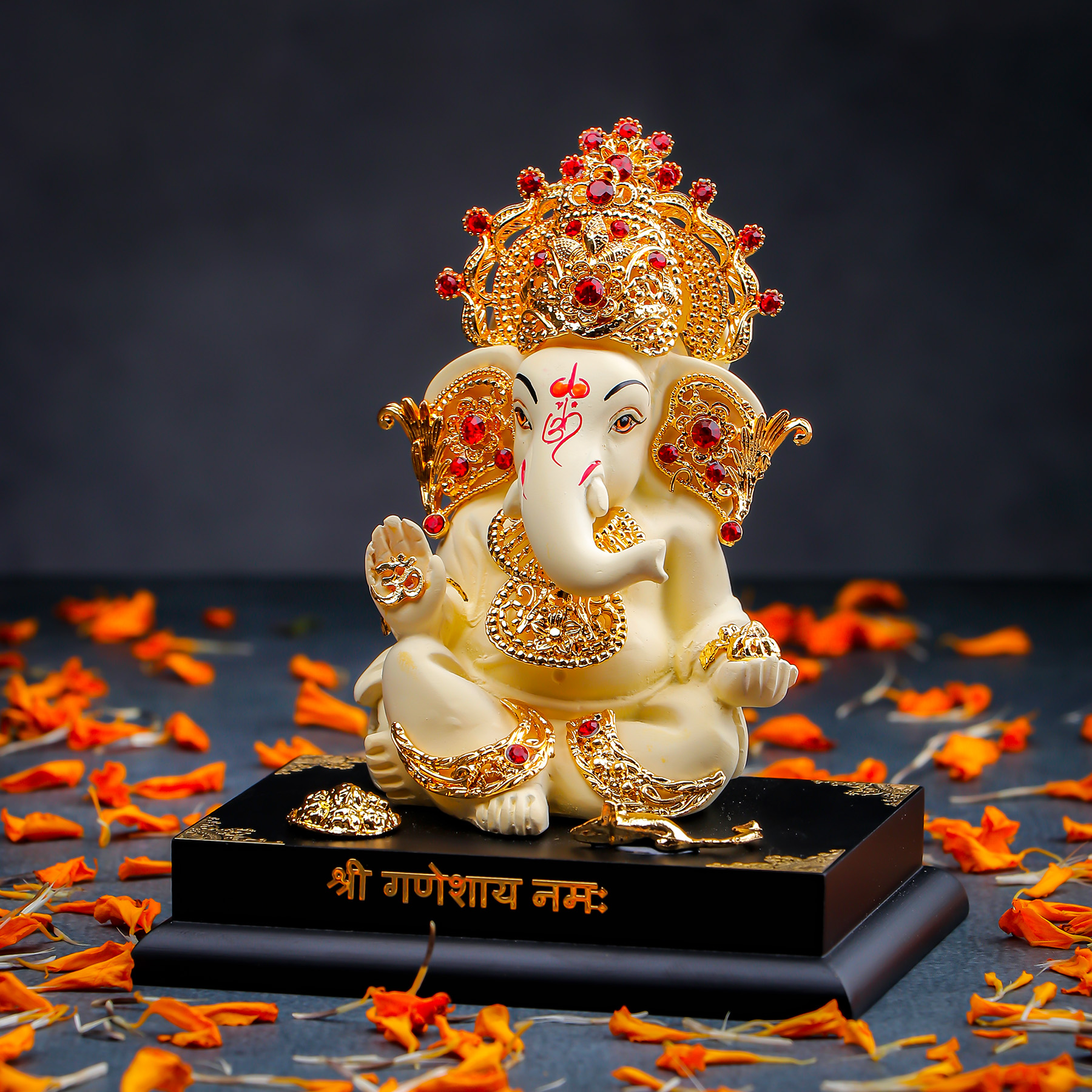 Graceful Ganesha with Golden Accents