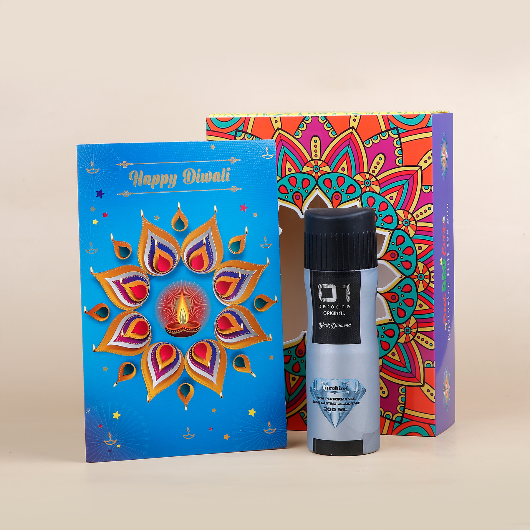 Amazing Diwali Wishes Card with Perfume Gift Set