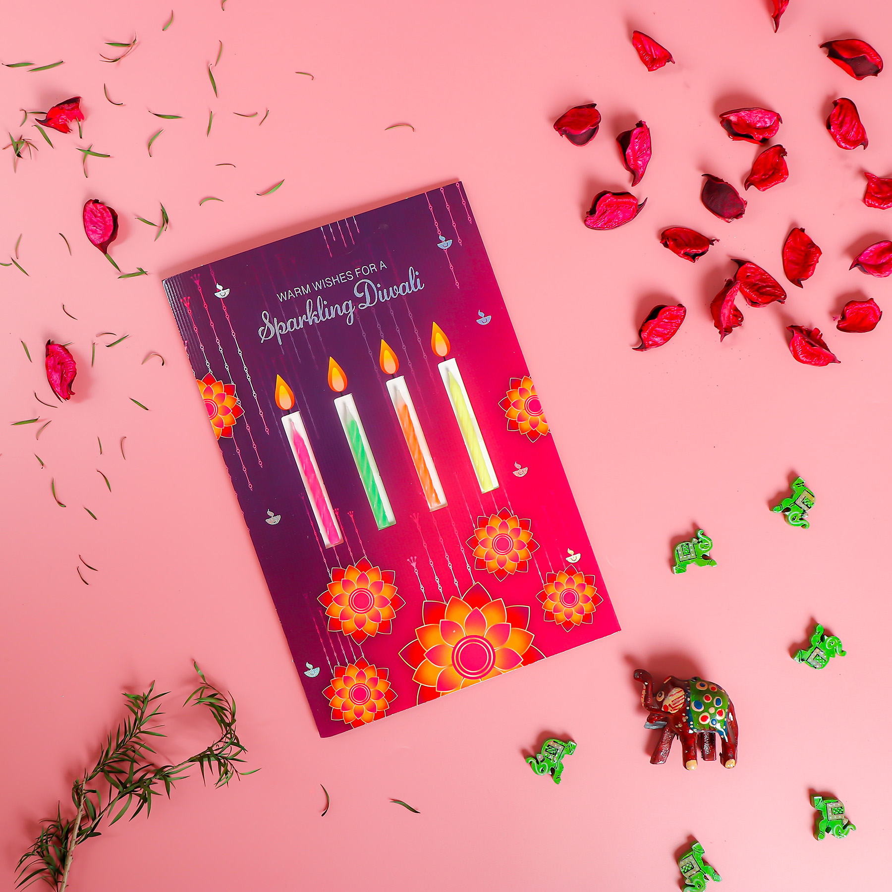 Sparkling Diwali with Candles Greeting Card