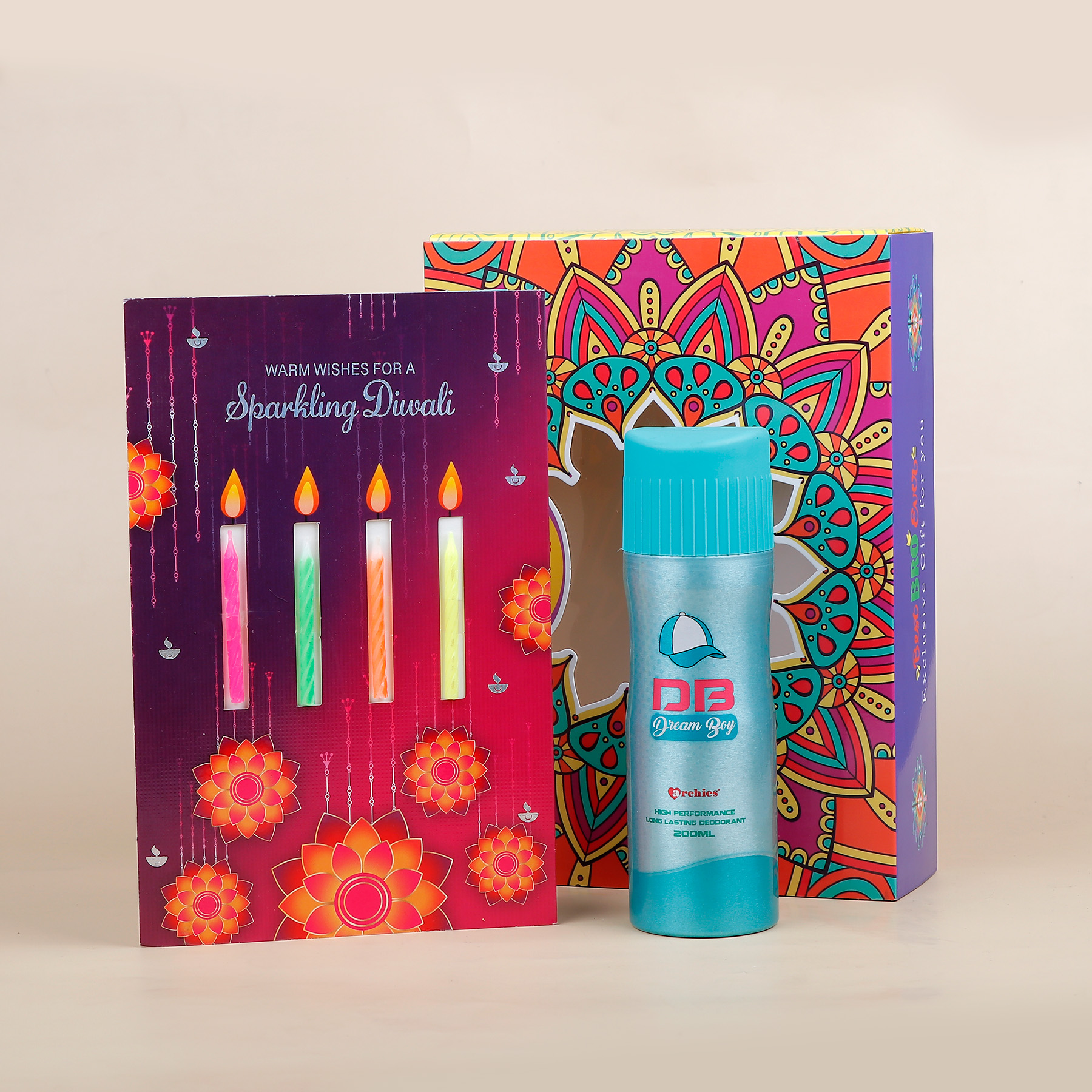 Sparkling Diwali with Candles Card with Perfume Gift Set