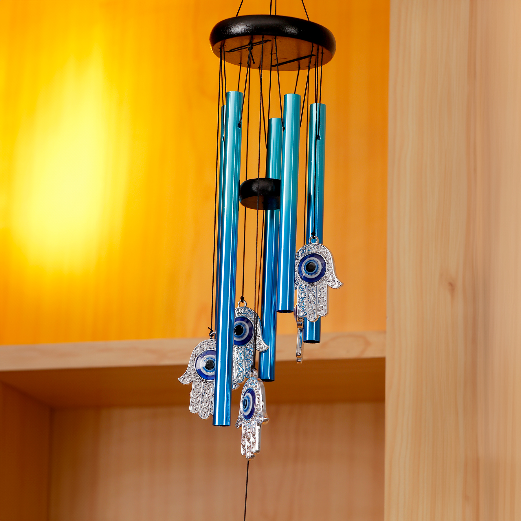 Silver Hand Evil Eye Wind Chime