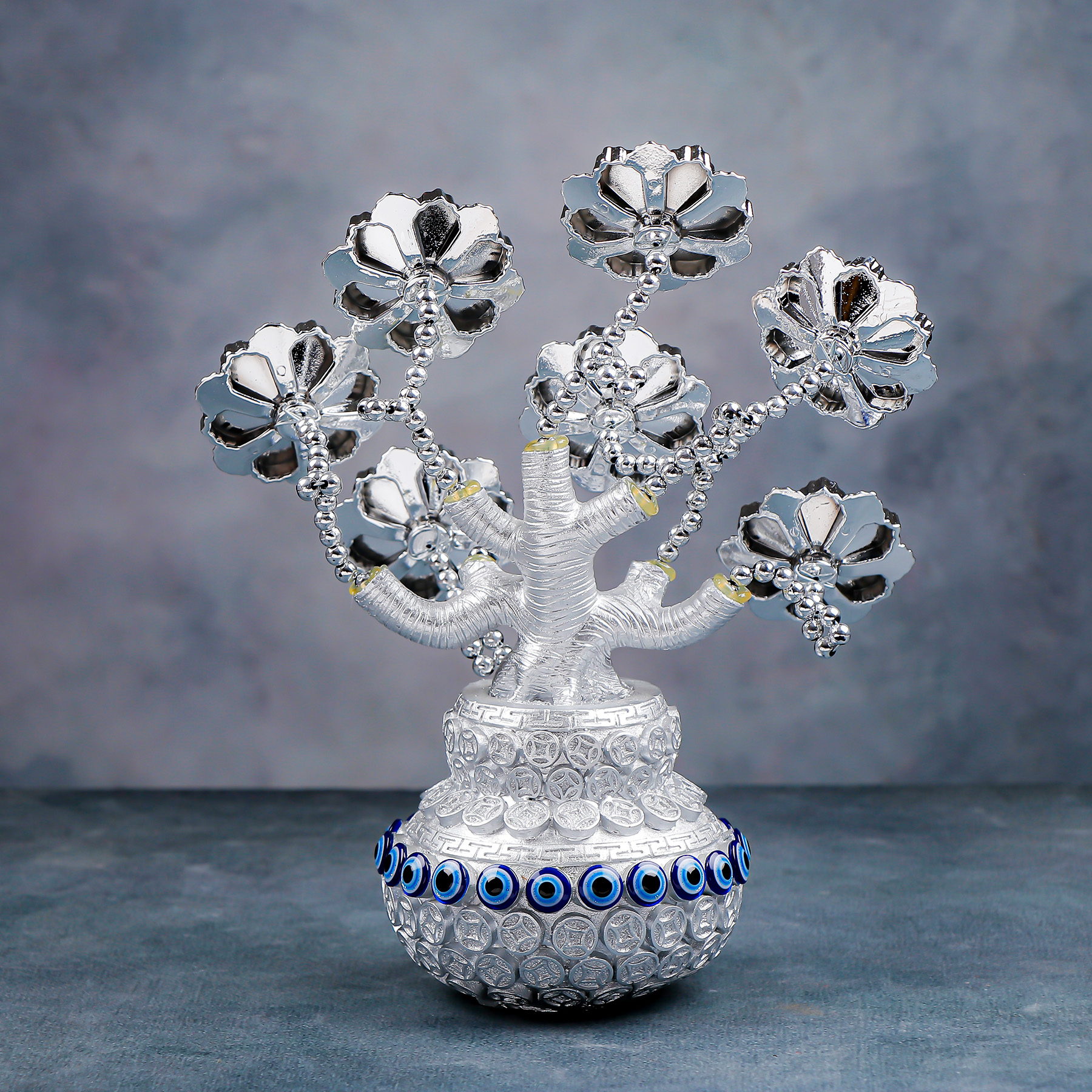 Silver Plated Evil Eye Flower Vase