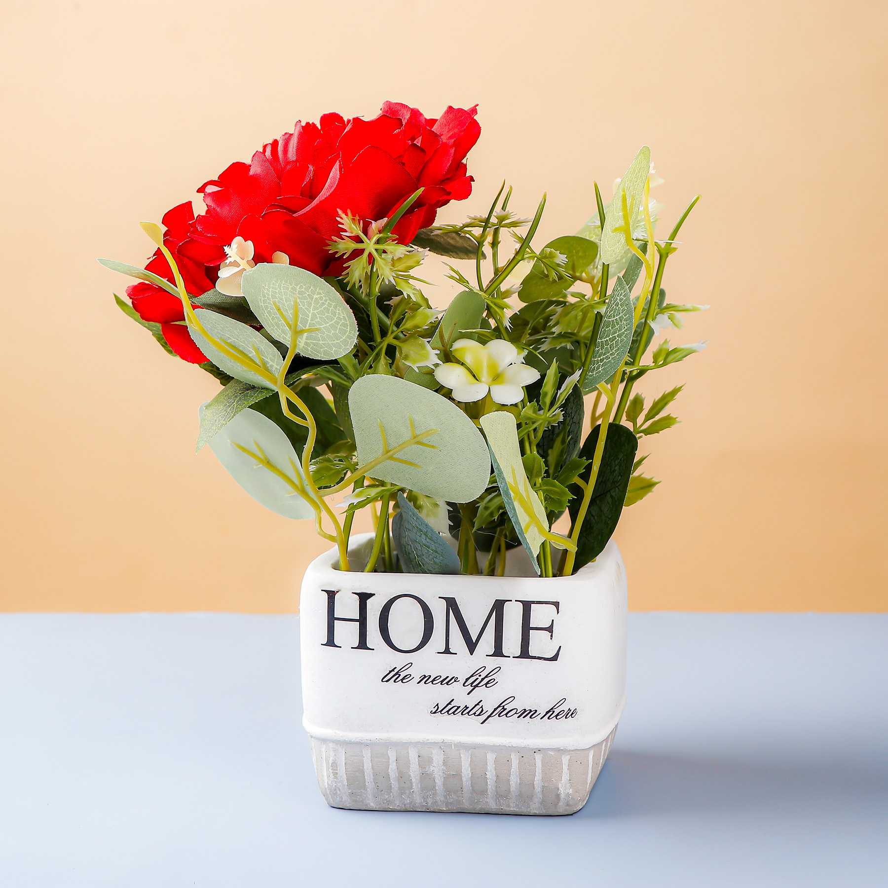 Red Rose Artificial Flower Pot