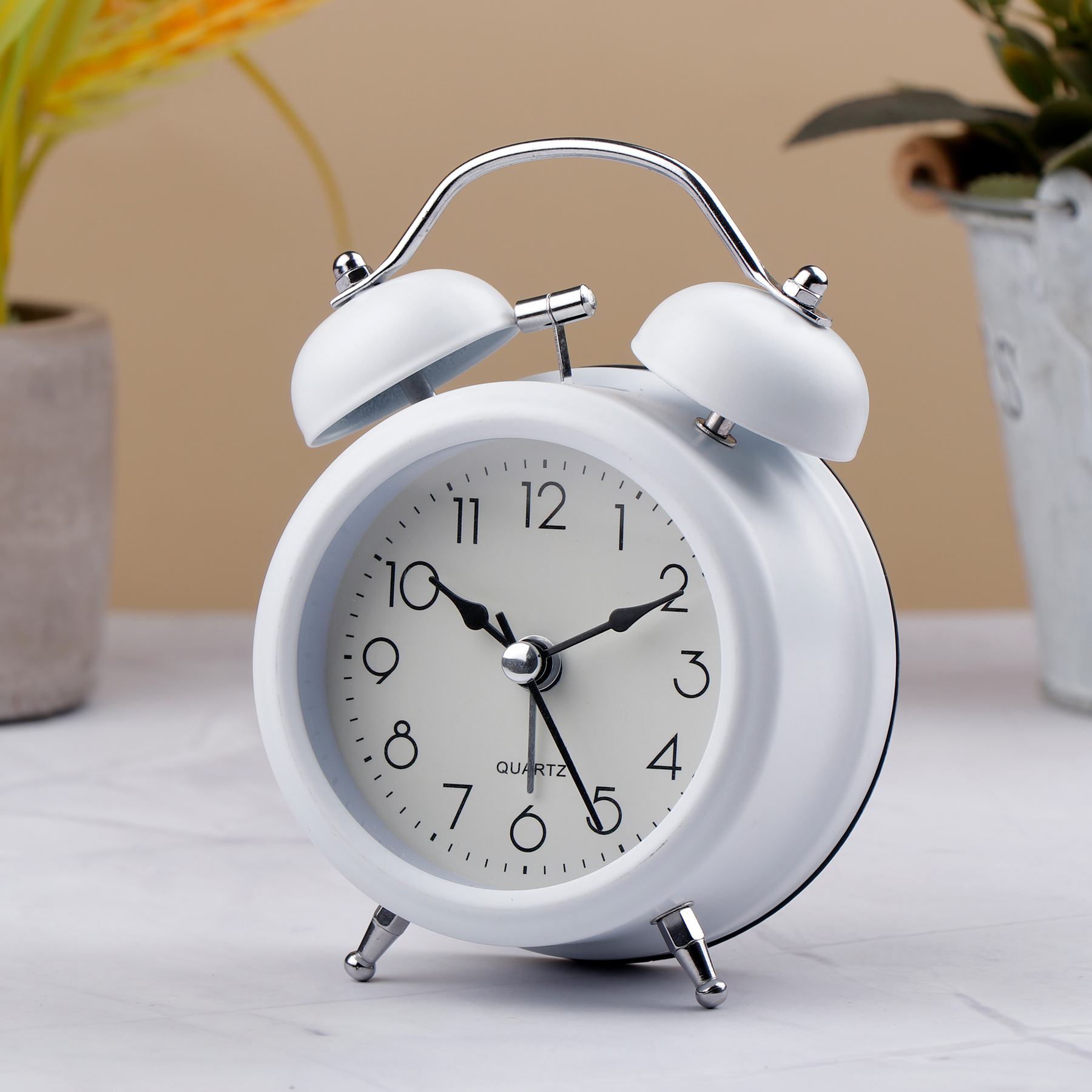 Twin Bell Mini Alarm Clock White