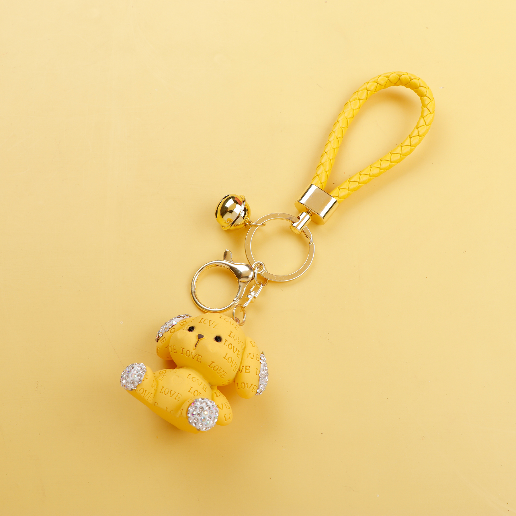 Yellow Teddy Glimerring Keychain