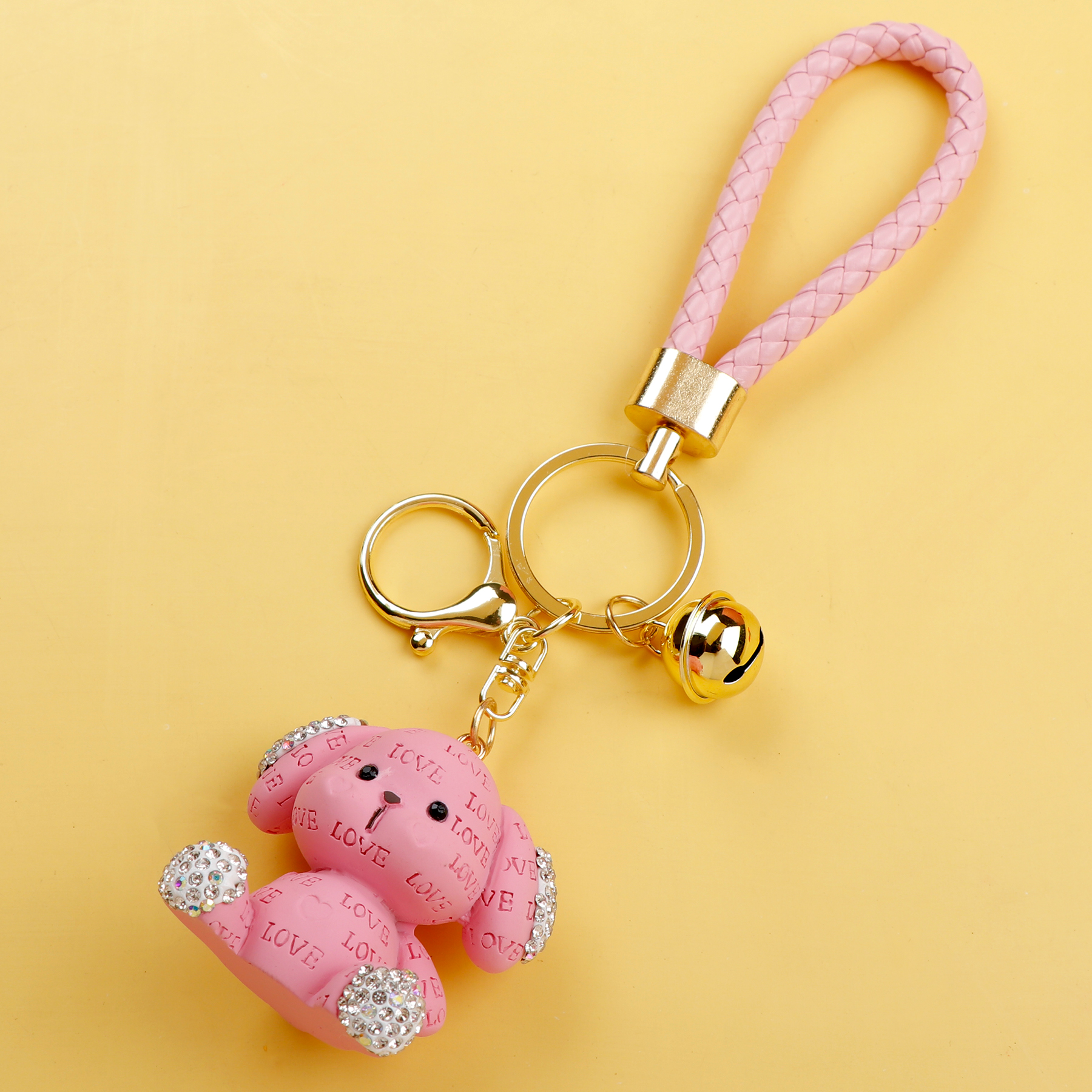 Pink Teddy Glimerring Keychain