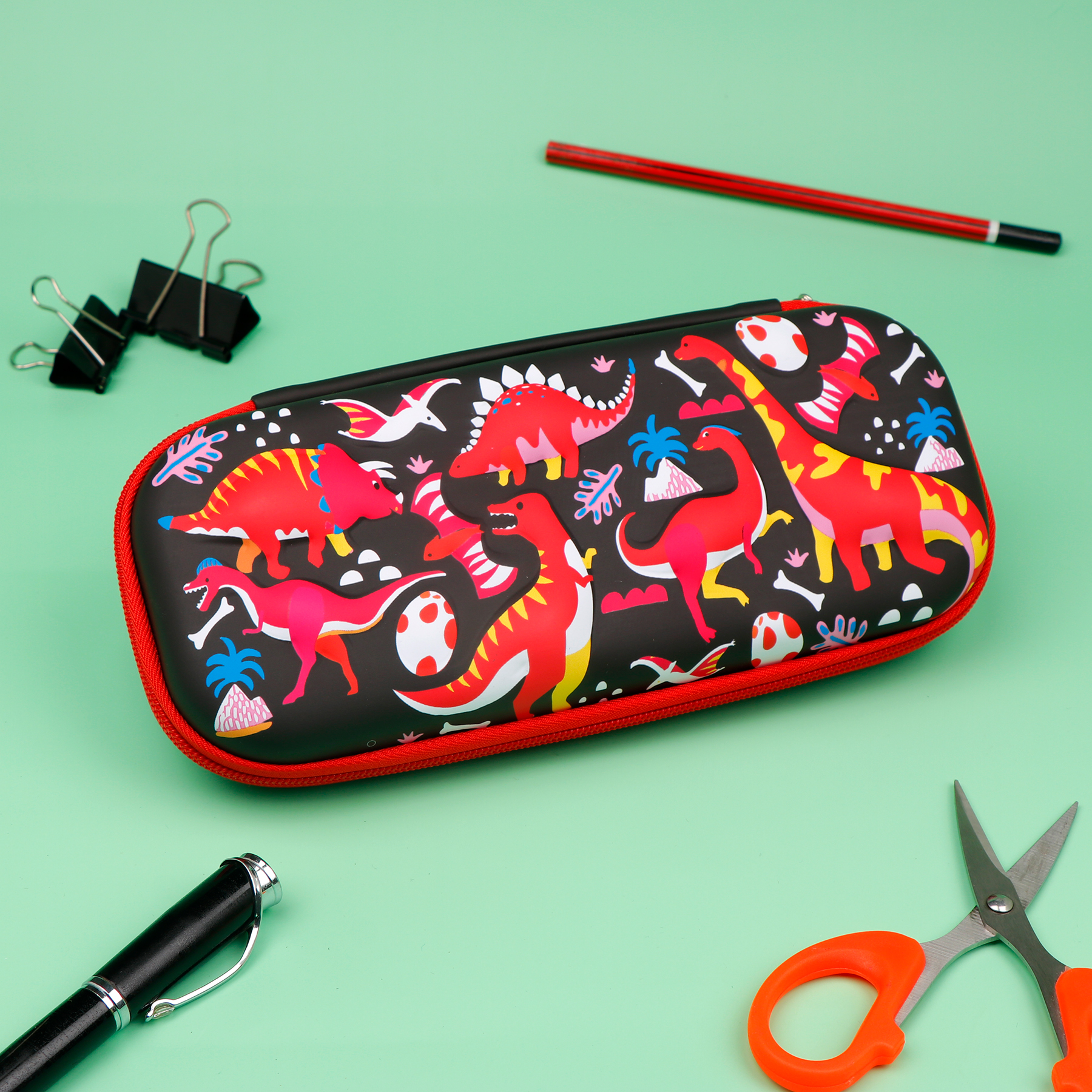 Red Dinosaur Theme Pencil Box