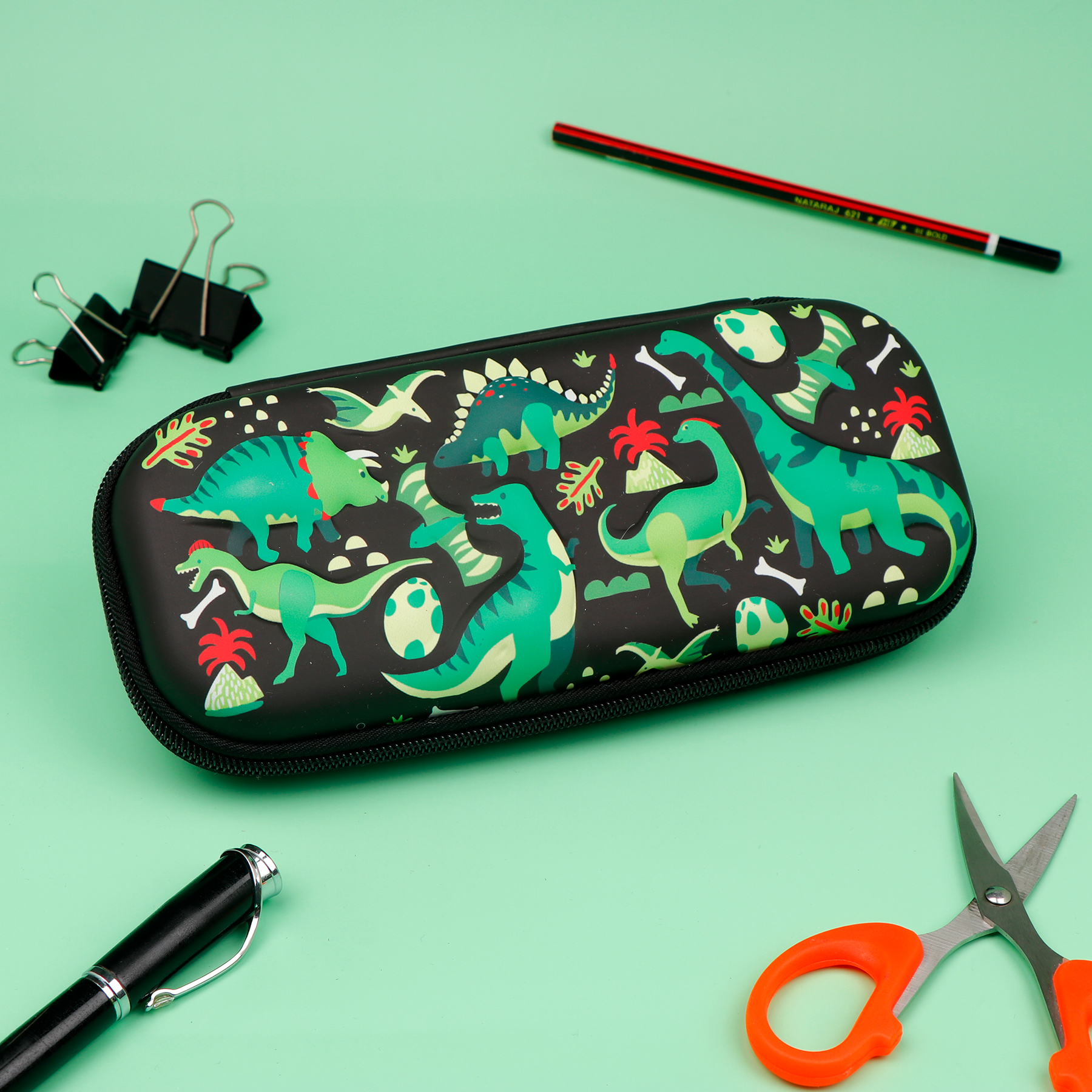 Green Dinosaur Theme Pencil Box