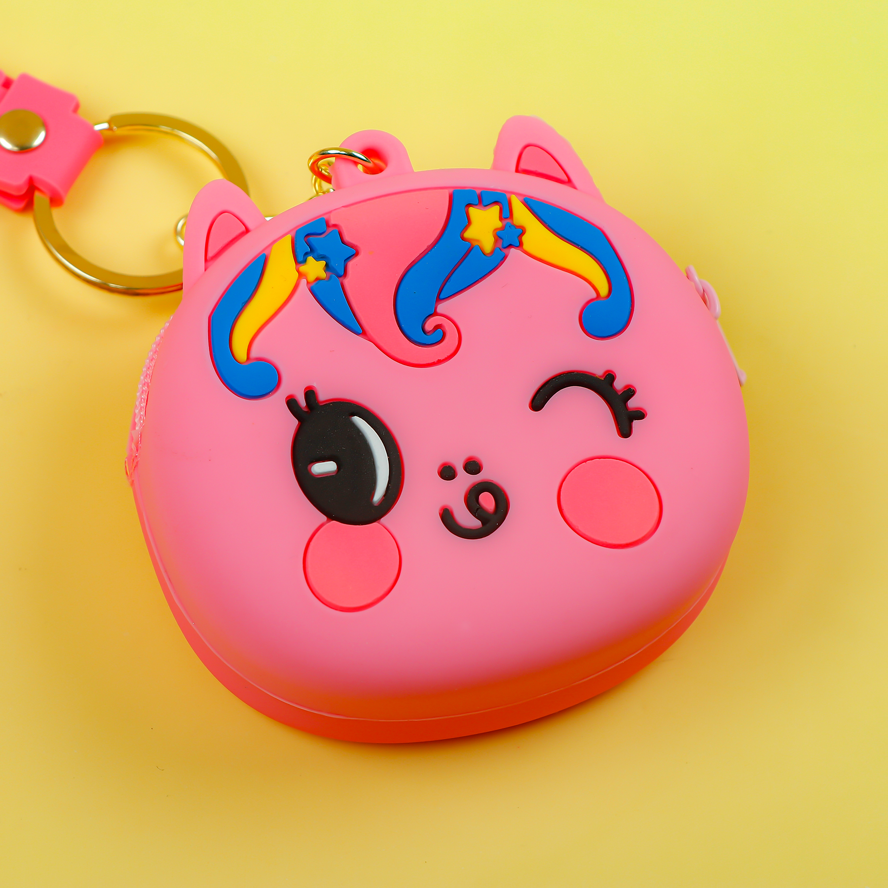 Pink Silicone Coin / Airpods Pouch Keychain