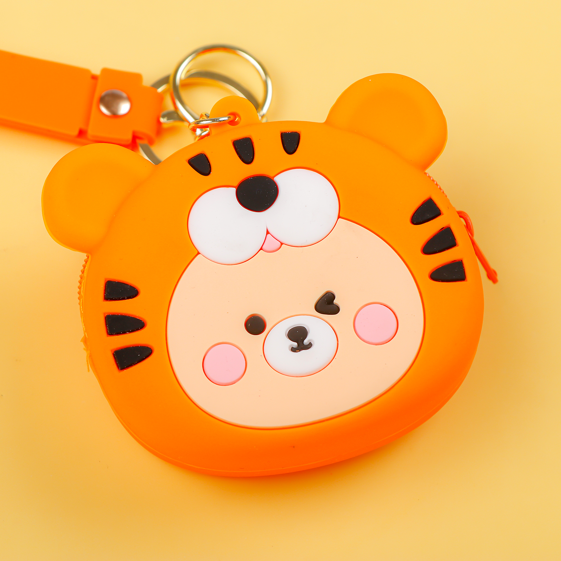 Orange Silicone Coin / Airpods Pouch Keychain