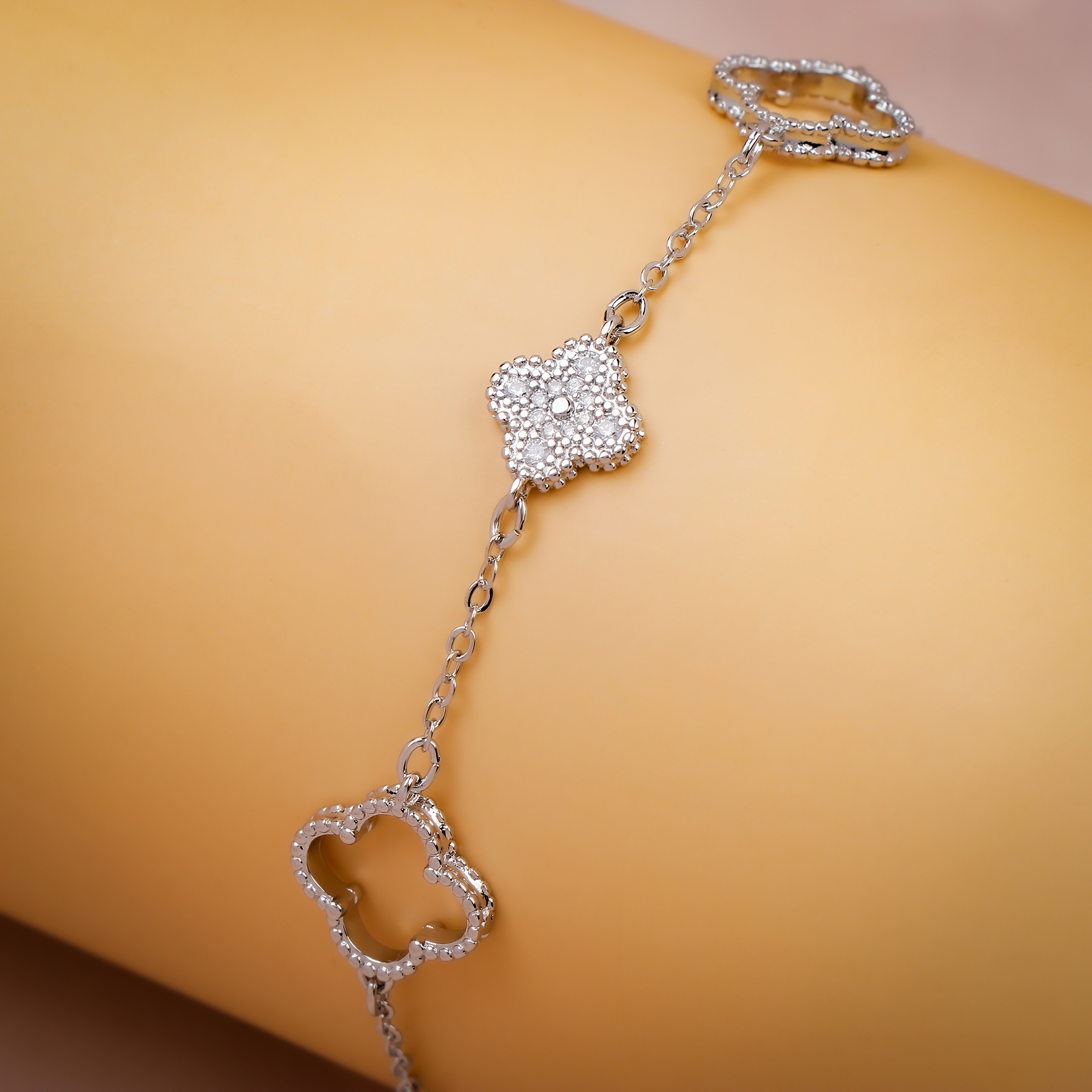 Silver Clover Charm Bracelet