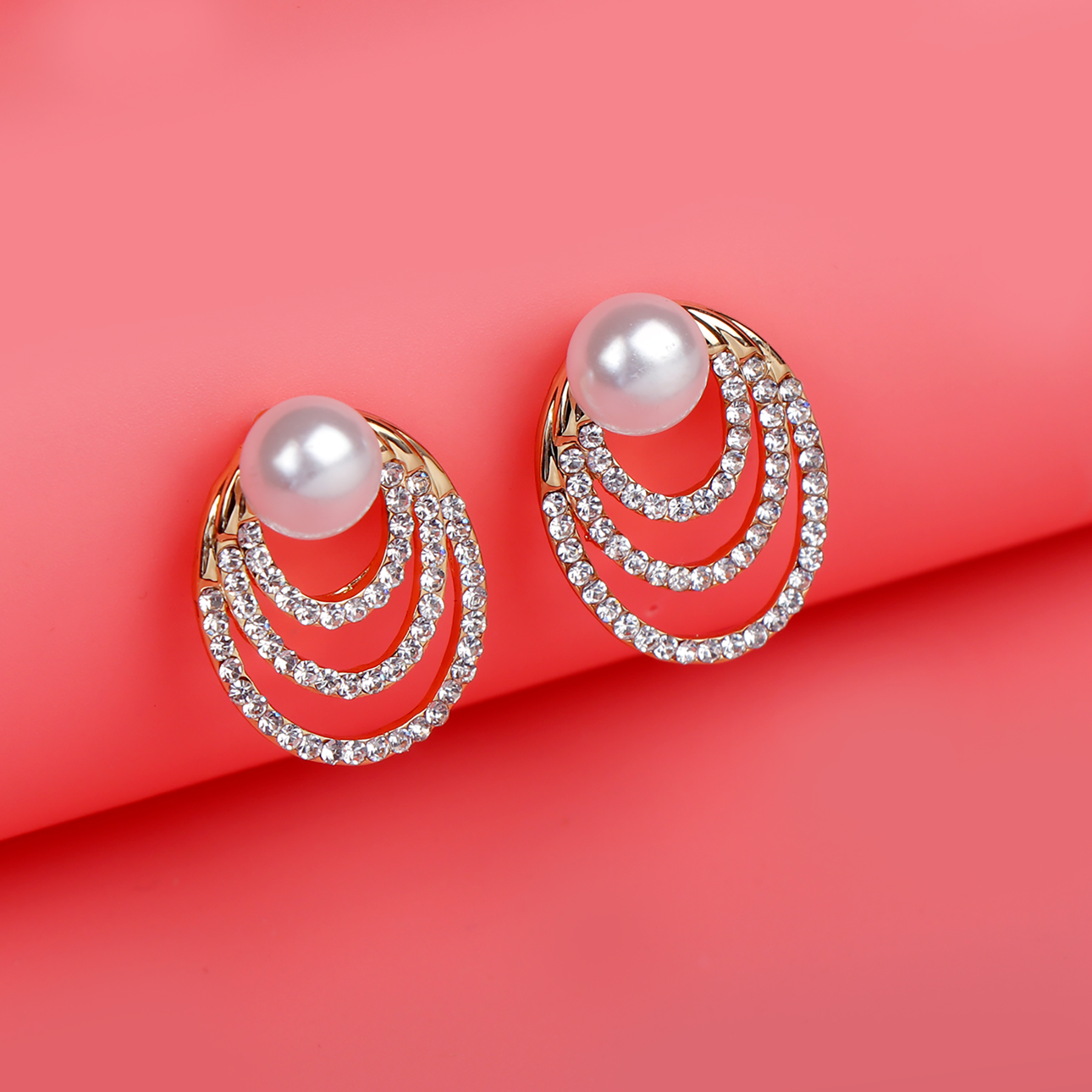 White Pearl and Stone Earing