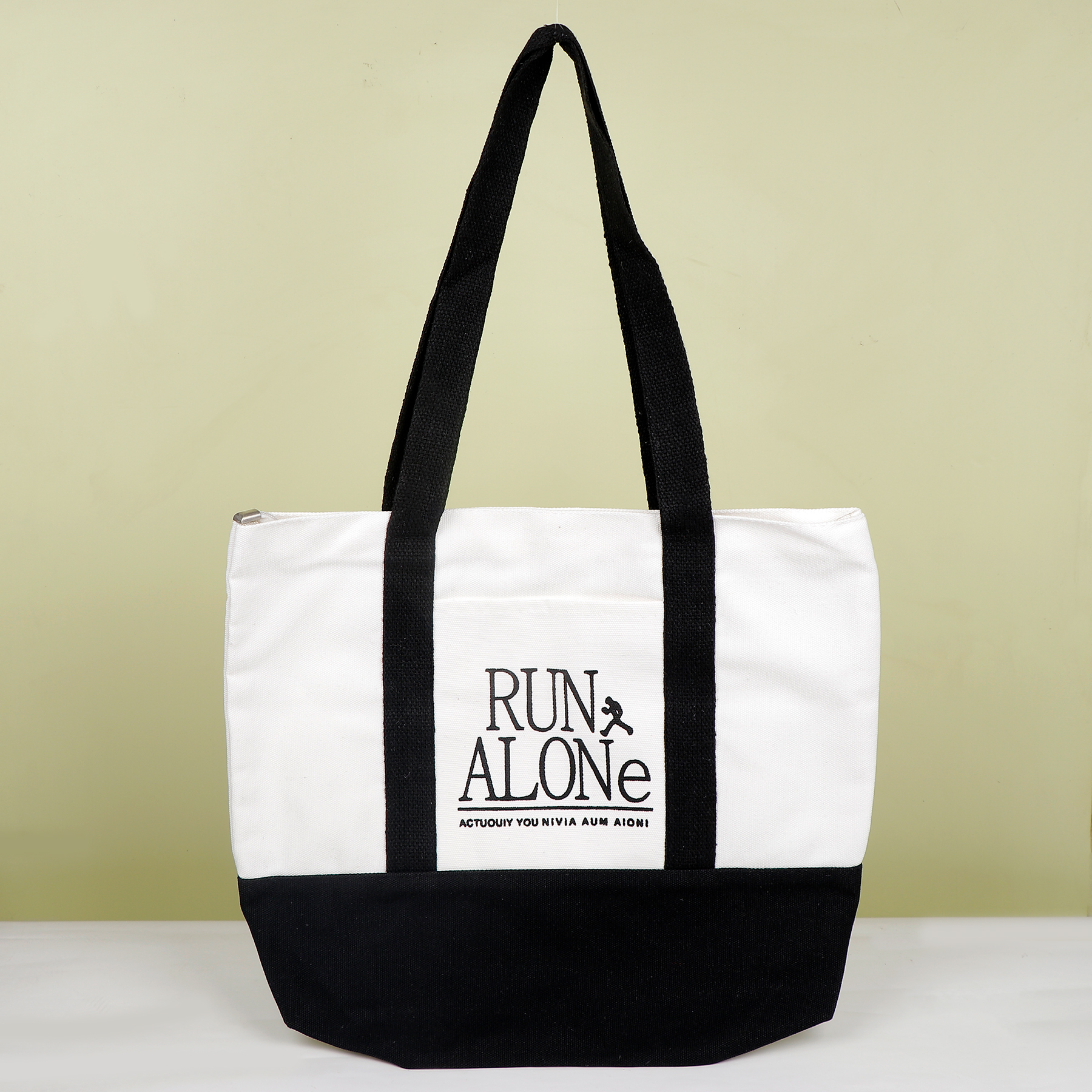 Run Alone Black Quoted Tote Bag