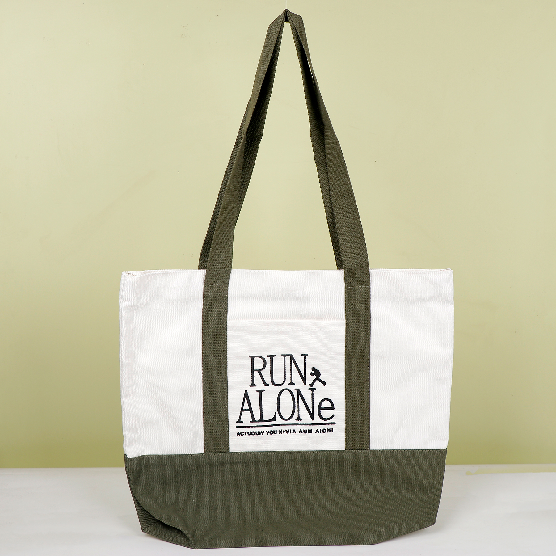 Run Alone Green Quoted Tote Bag