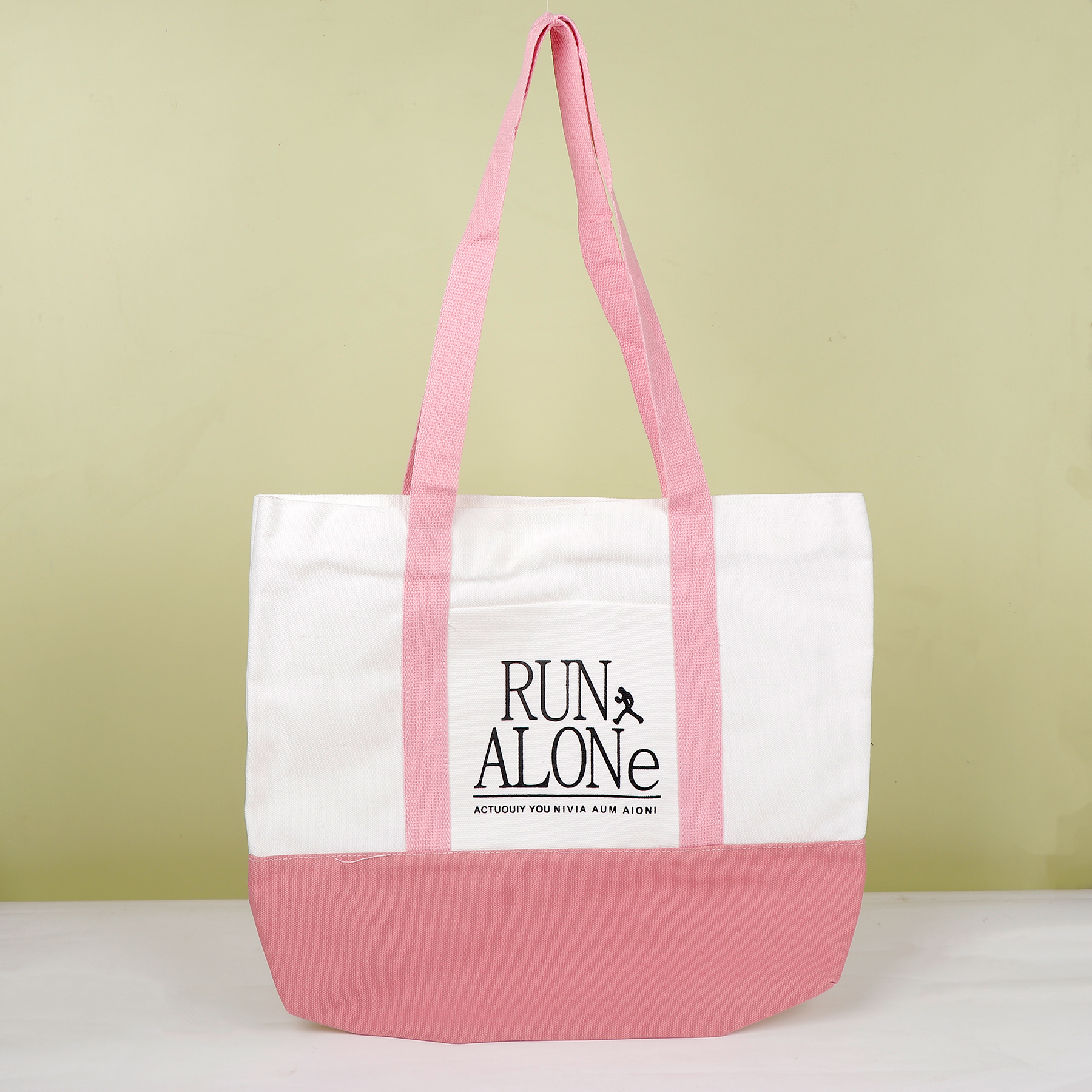 Run Alone Pink Quoted Tote Bag