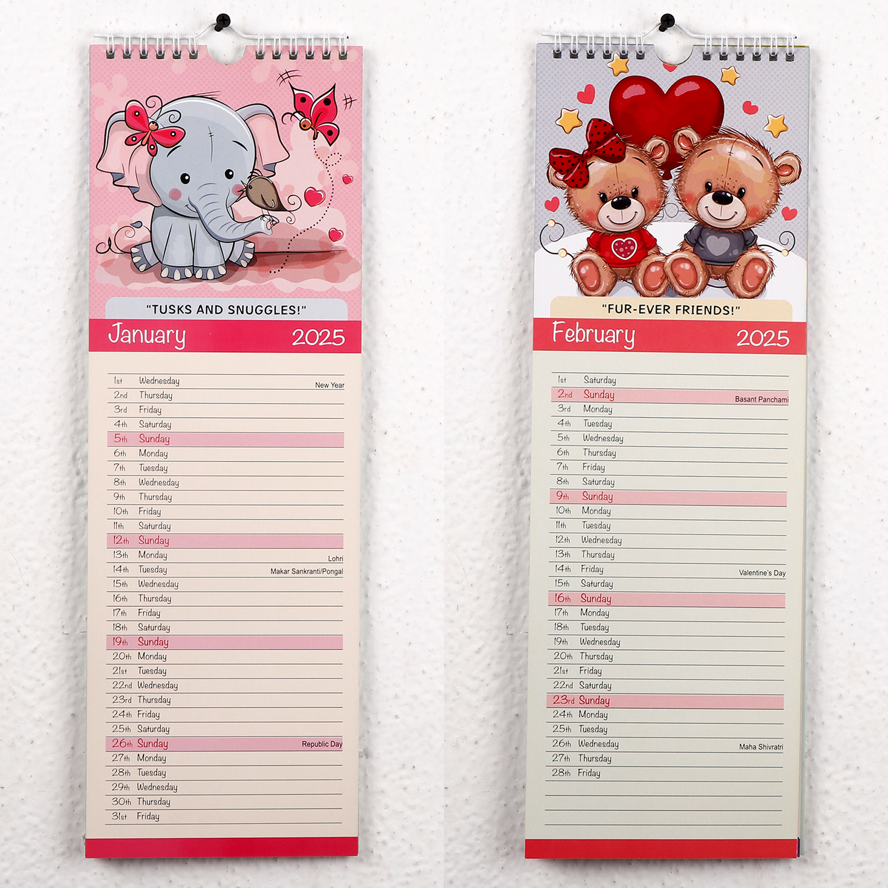 Cute N Adorable Calender Hanging 2025 Calender Spiral