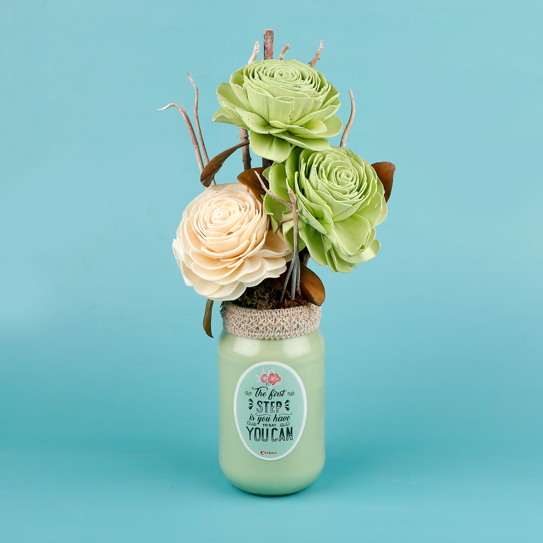 Blooming Green Rose Ceramic  Vase