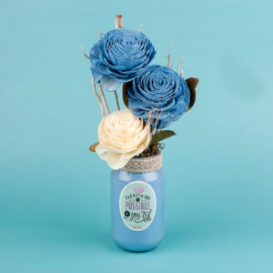 Blooming Blue Rose Ceramic  Vase