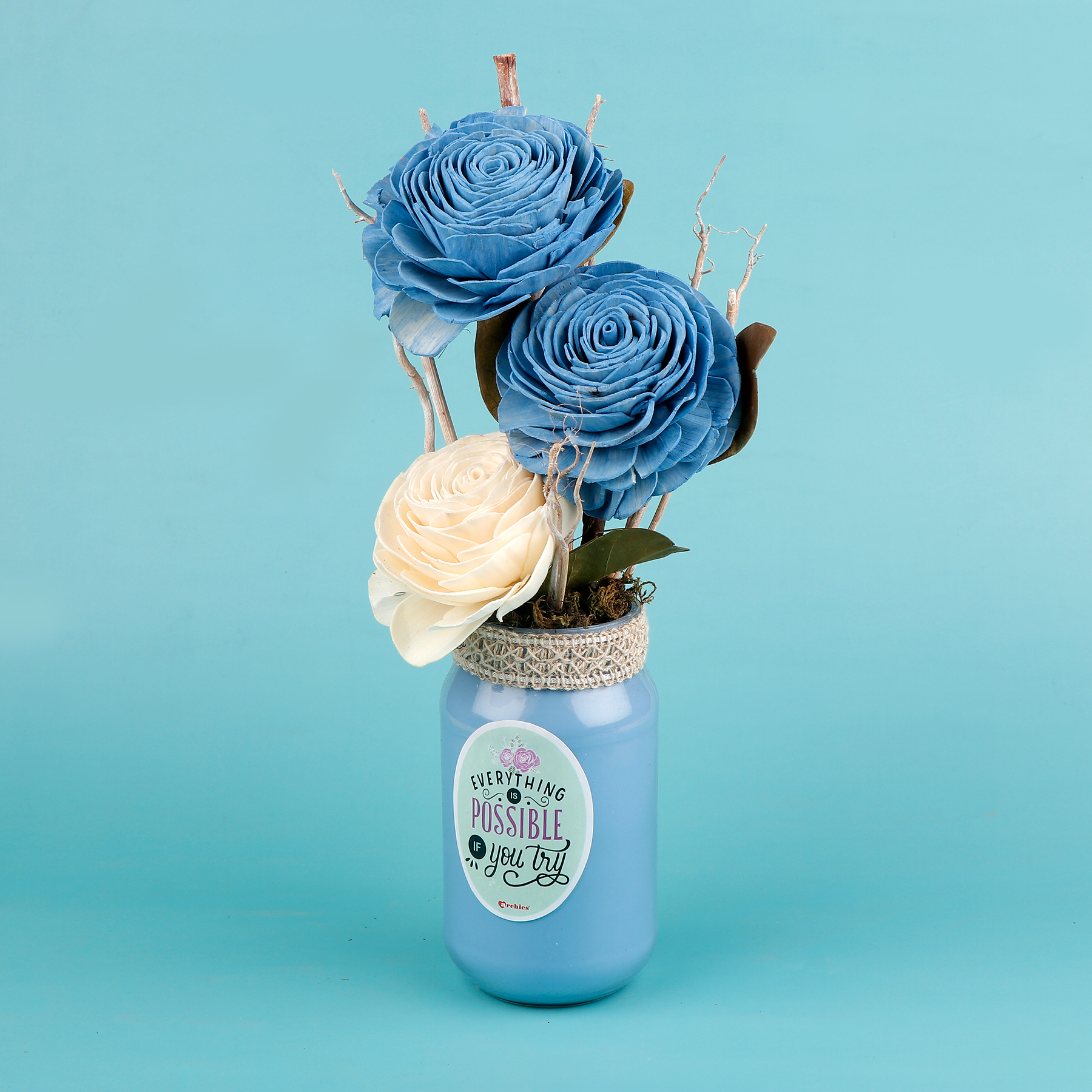 Blooming Blue Rose Ceramic  Vase