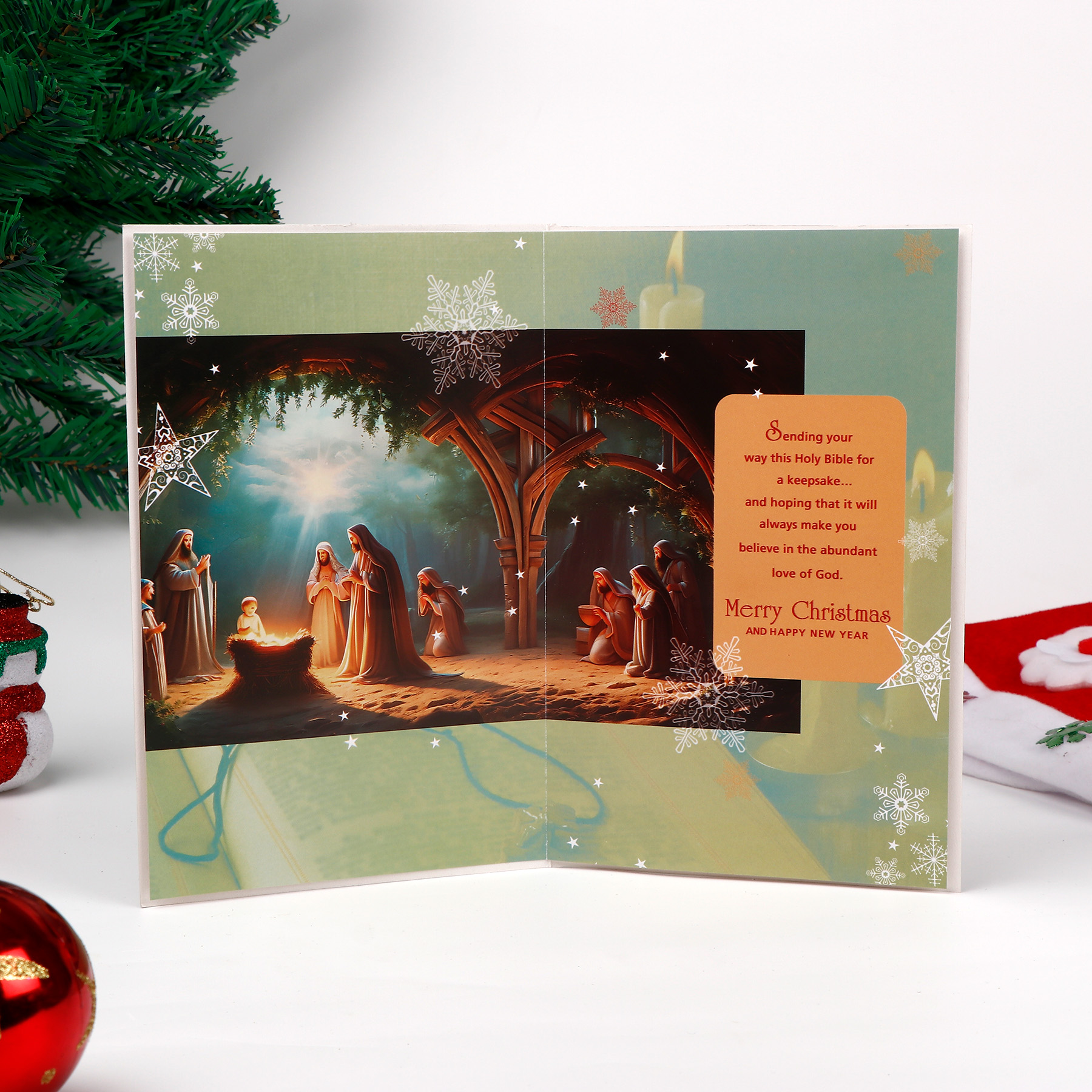 Bible Book Christmas Greeting Card Pack of 6