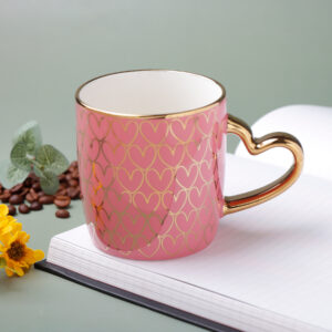 Love Pattern Heart Handle Coffee Mug