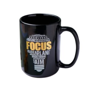 Focus Quoted Black Ceramic Coffee Mug