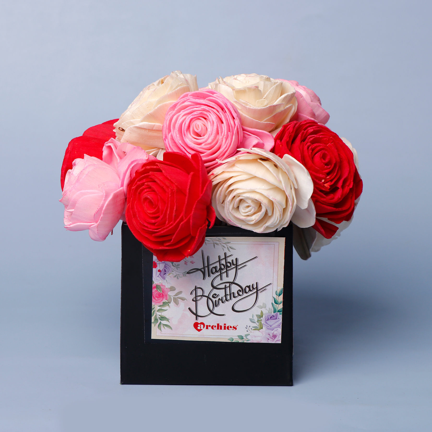 Happy Birthday Blooming Roses Box with Greeting Card