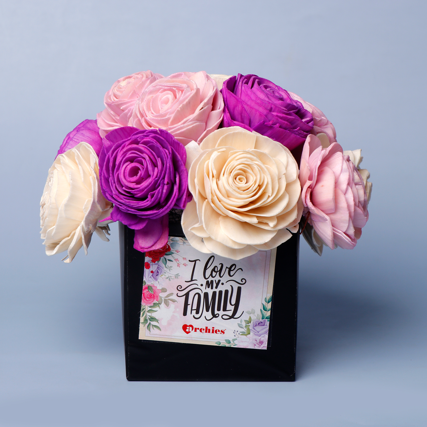 I Love My Family Blooming Roses Box with Greeting Card