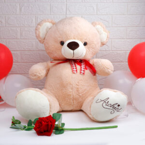 Cuddly Teddy Bear Soft Toy  Large With Artificial Rose