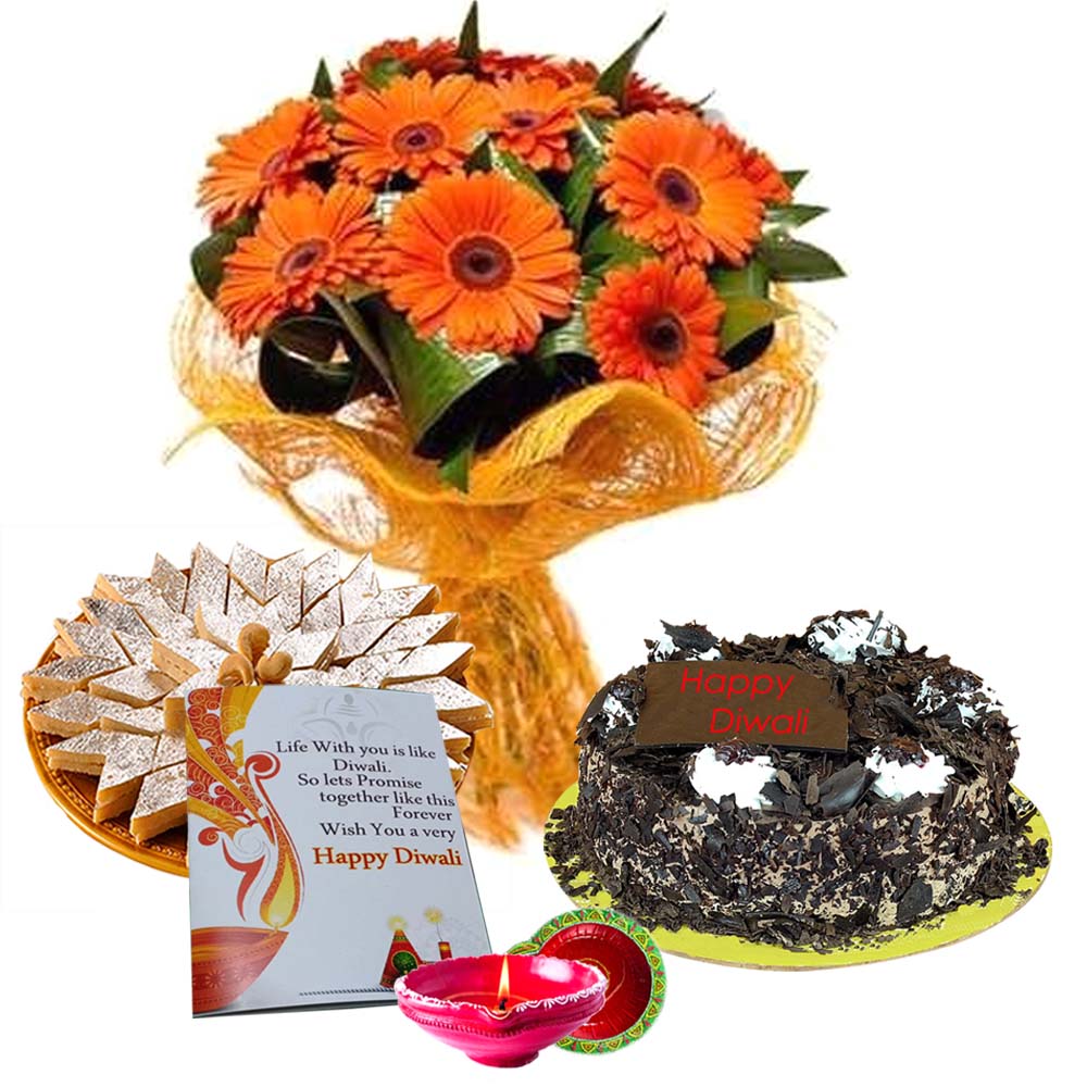 Gerbera Bouquet Cake and Sweet for Diwali